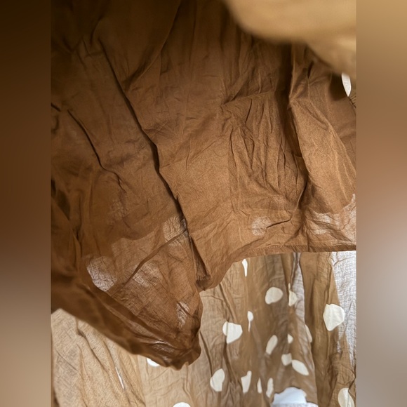 Free People Brown Polka Dot Short Sleeve Open Back flowy maxi Dress - Picture 6 of 6